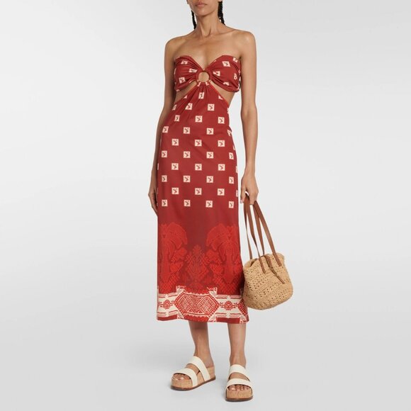 Johanna Ortiz Quechua Maxi Dress Andean Wine Ruby Cerise Size Large NEW NWT - Picture 2 of 15